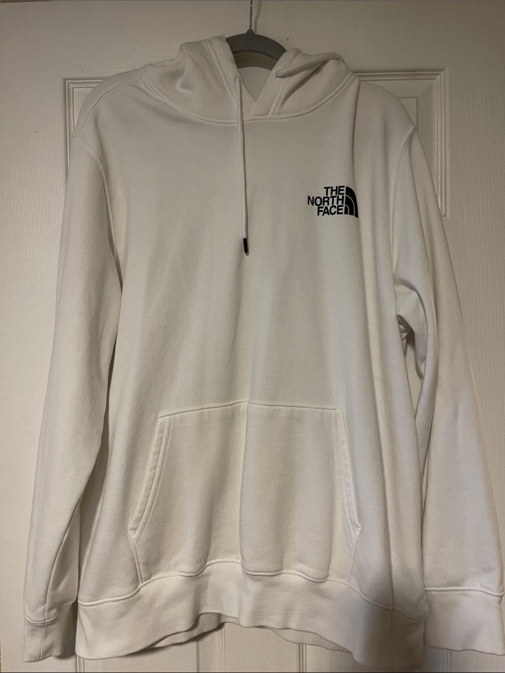 The North Face Men's White Crewneck Hoodie with Black Logo